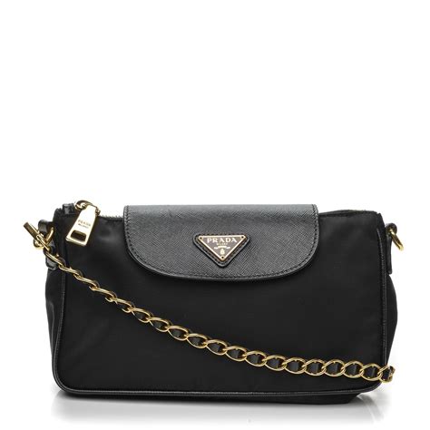 prada nylon tessuto saffiano sling bag nero|Black Re.